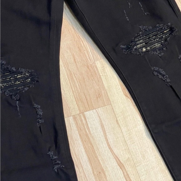 New Men’s MNML Jeans X231 Black Stretch Moto Denim Skinny Distressed Ripped Pant - Picture 4 of 9
